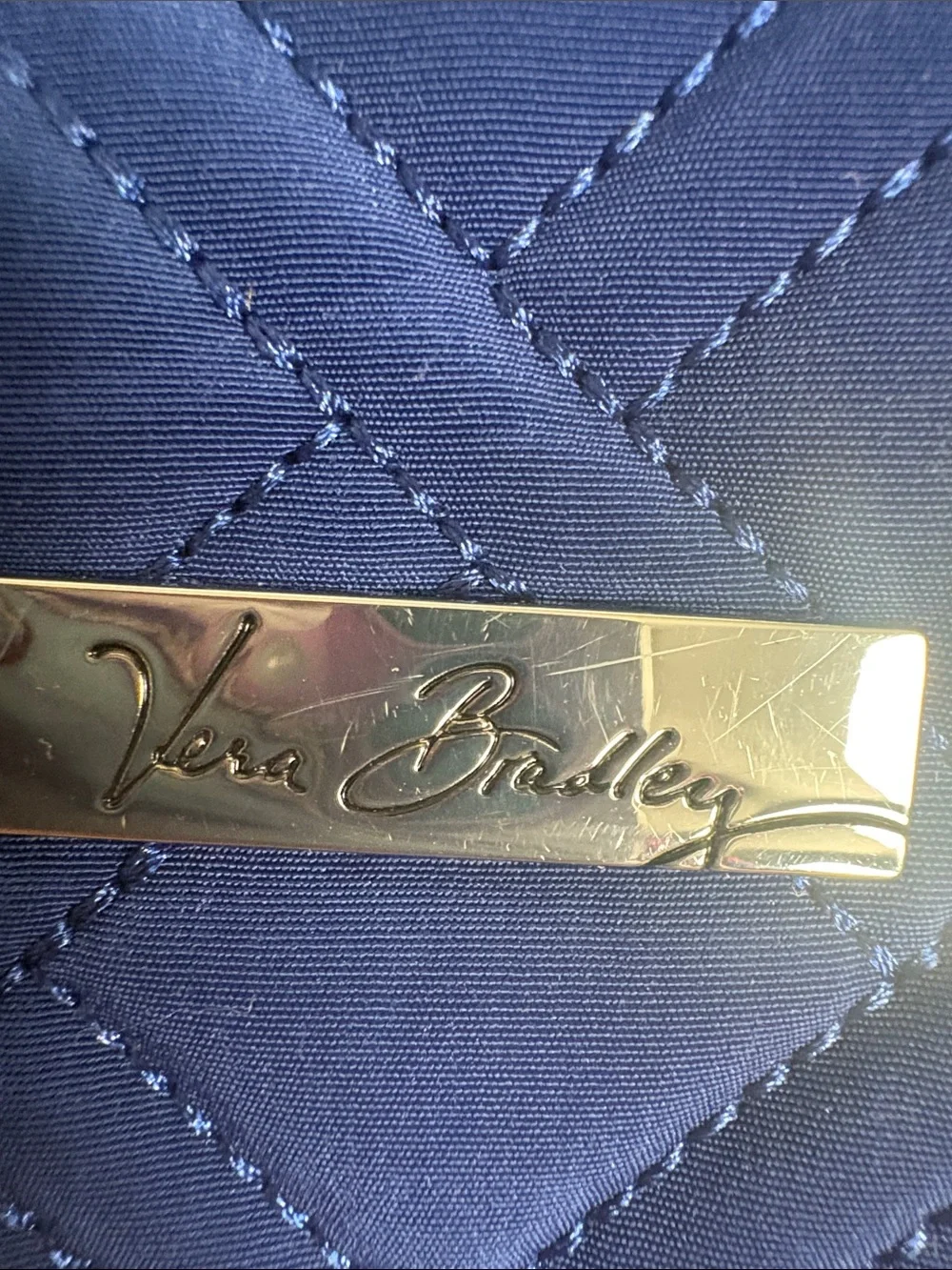 Vera Bradley Quilted Navy Crossbody with Silver Plaque - Picture 11 of 16